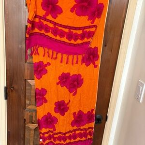 Vibrant Orange and Pink Floral Sarong